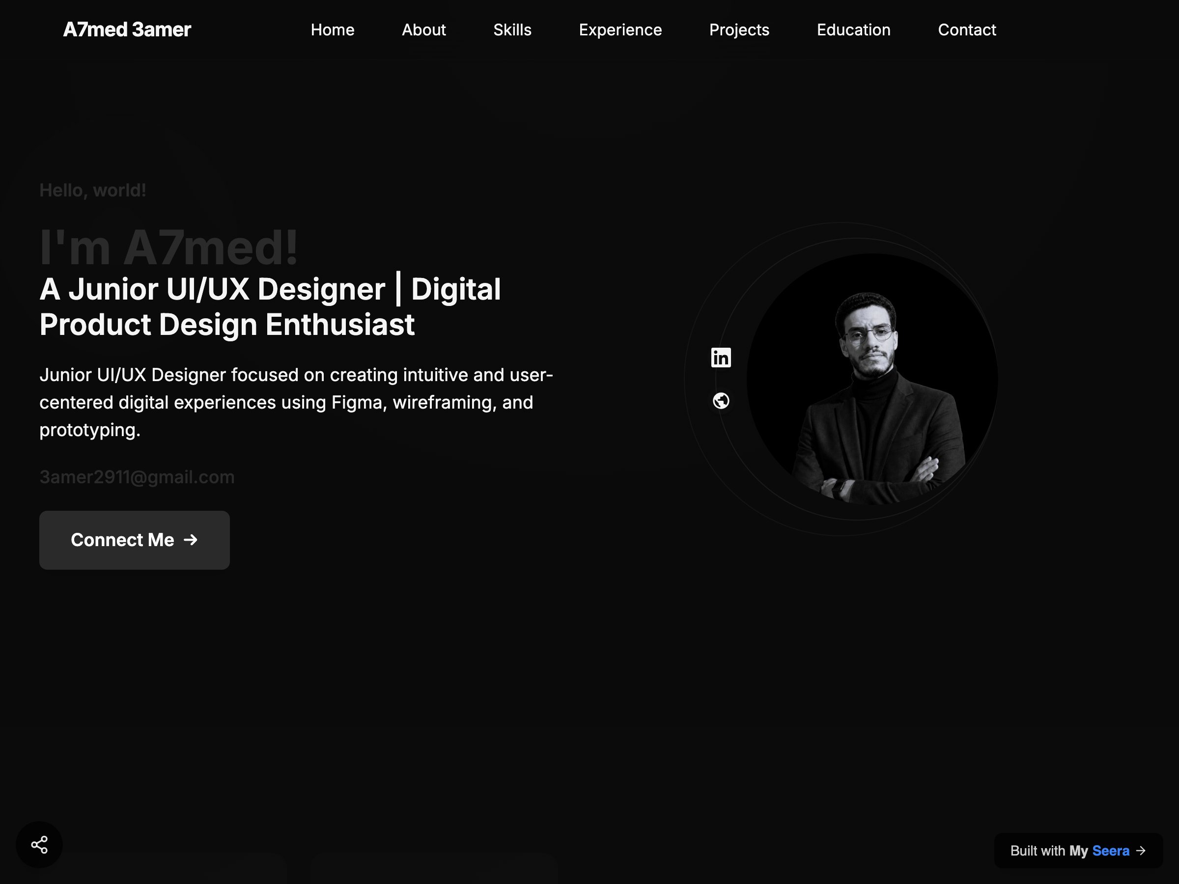 A7med 3amer — Junior UI/UX Designer | Digital Product Design Enthusiast portfolio built on Seera