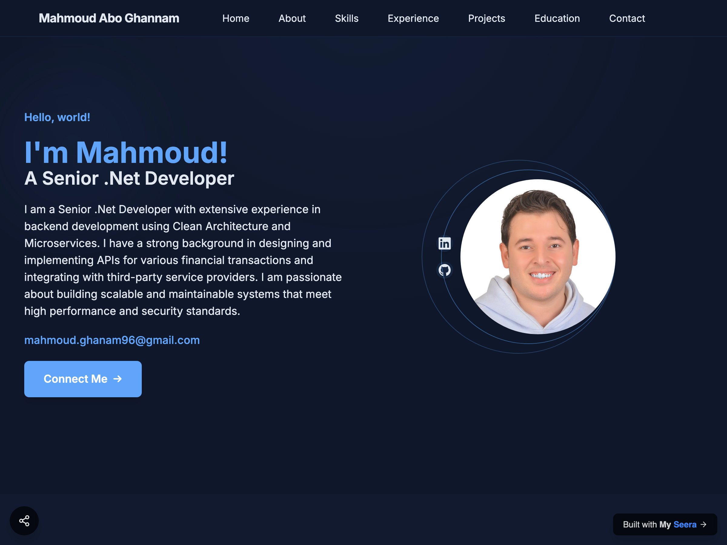 Mahmoud Abo Ghannam — Senior .Net Developer portfolio built on Seera