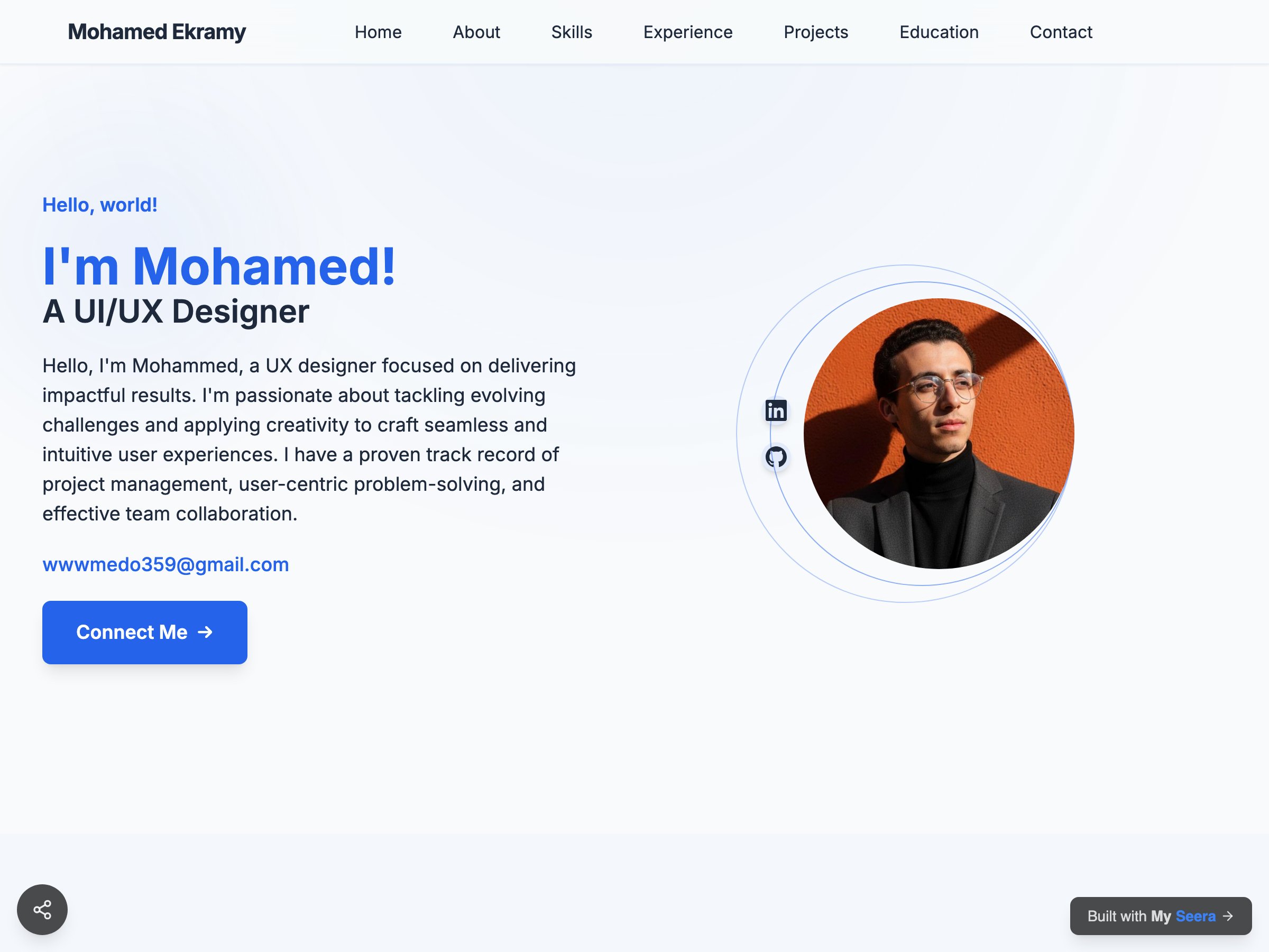Mohamed Ekramy — UI/UX Designer portfolio built on Seera