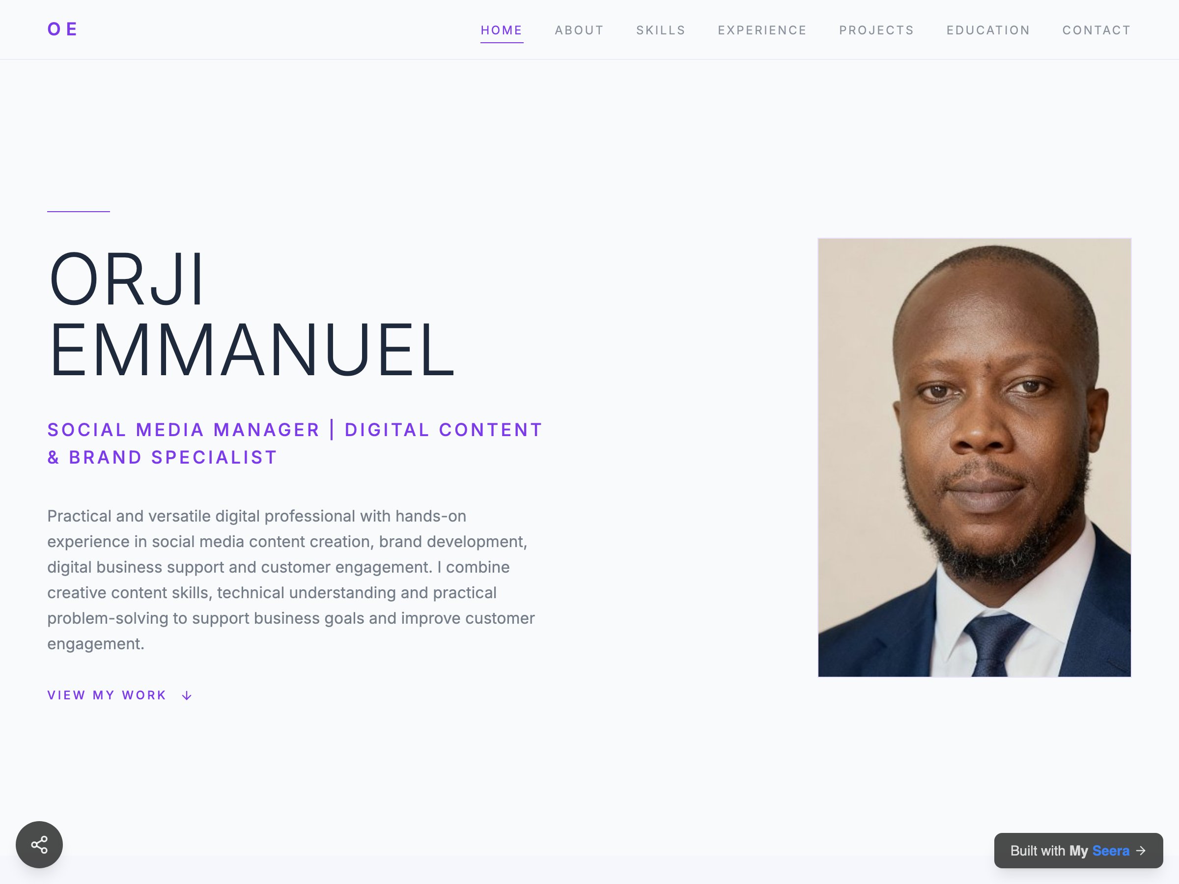 ORJI EMMANUEL — SOCIAL MEDIA MANAGER | DIGITAL CONTENT & BRAND SPECIALIST portfolio built on Seera