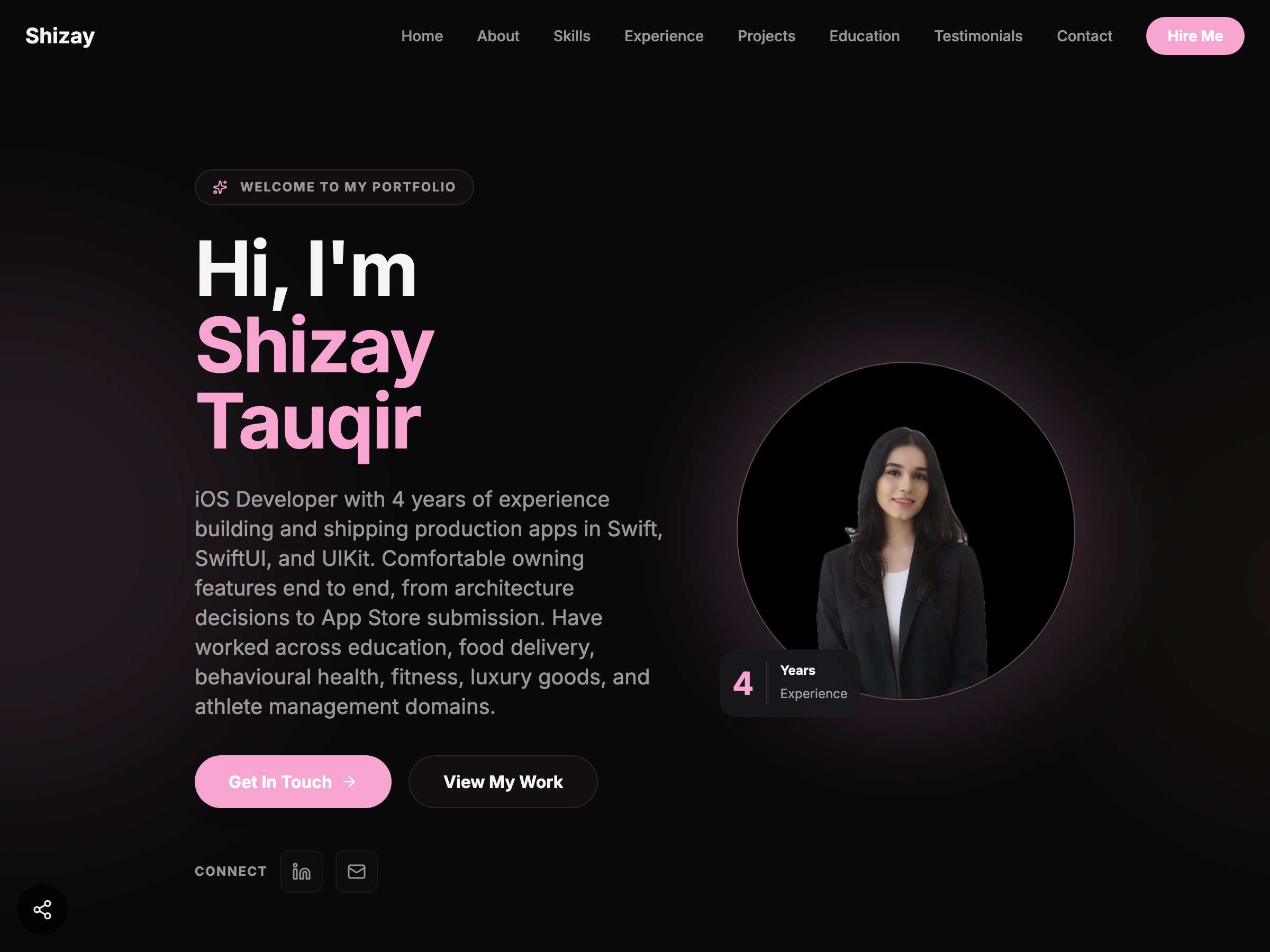 Shizay Tauqir — iOS Developer portfolio built on Seera