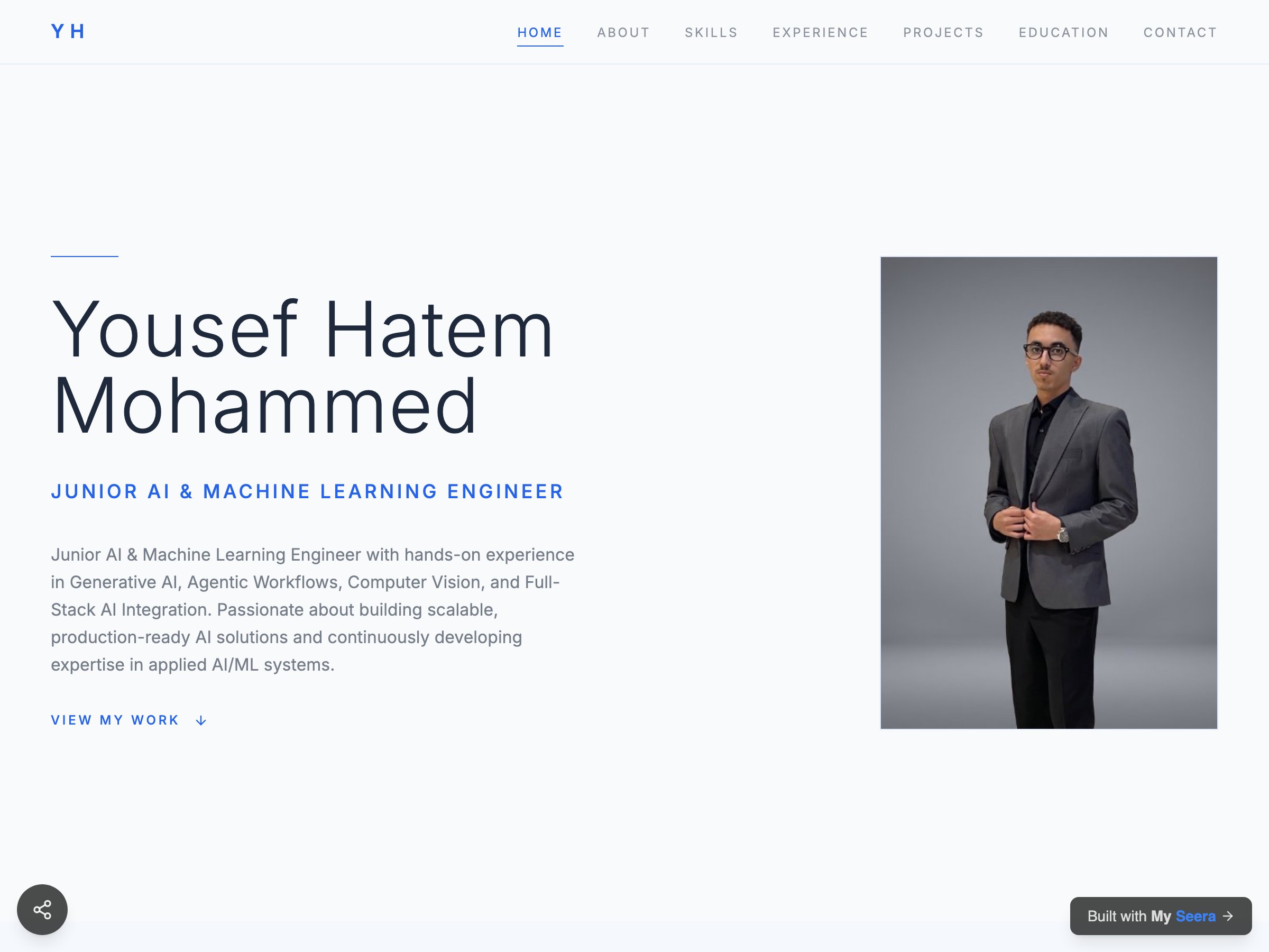 Yousef Hatem Mohammed — Junior AI & Machine Learning Engineer portfolio built on Seera